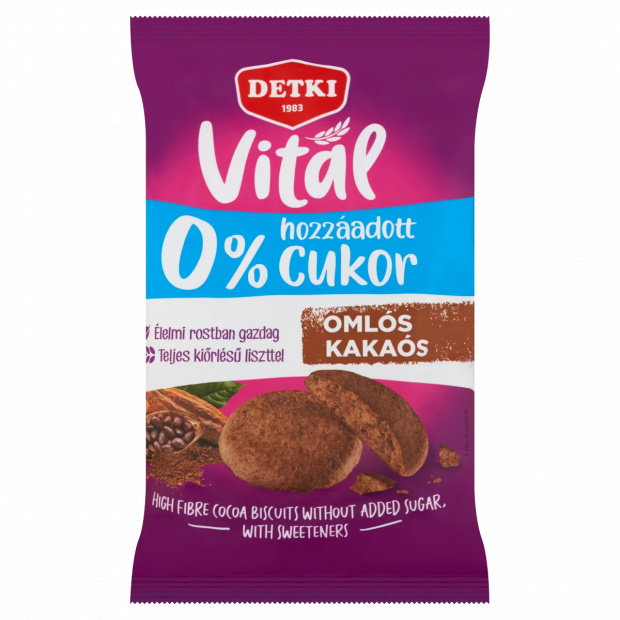 Detki Vital omlós kakaós keksz hozzáadott cukor nélkül, édesítőszerekkel 180 g Detki Vital omlós kakaós keksz hozzáadott cukor nélkül, édesítőszerekkel 180 g