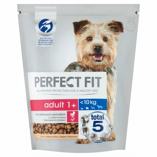 Perfect Fit Adult 1+ csirkében gazdag teljes értékű szárazeledel felnőtt kutyák számára 825 g