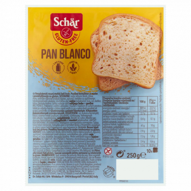 Schär gluténmentes szeletelt fehérkenyér 250 g
