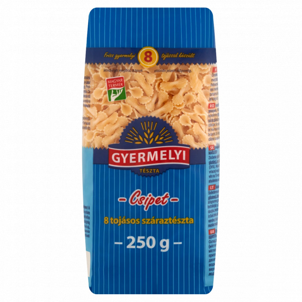 Gyermelyi csipet 8 tojásos száraztészta 250 g Gyermelyi csipet 8 tojásos száraztészta 250 g