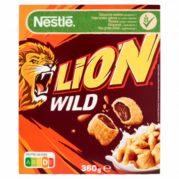 Lion Wild karamell- és csokoládéízű krémmel töltött ropogós gabonapehely 360 g Lion Wild karamell- és csokoládéízű krémmel töltött ropogós gabonapehely 360 g