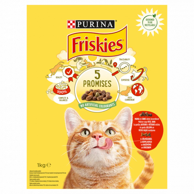Purina Friskies marhával, csirkével és zöldségekkel száraz macskaeledel 1 kg