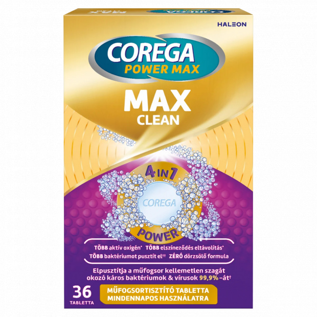Corega Power Max műfogsortisztító tabletta mindennapos használatra 36 db