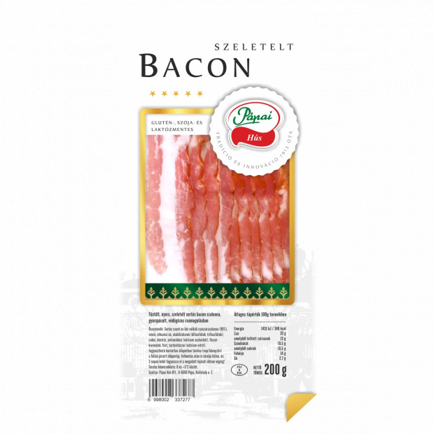 Pápai füstölt szeletelt sertés bacon szalonna 200 g