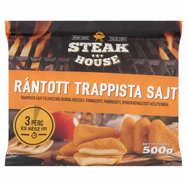 Steak House gyorsfagyasztott rántott trappista sajt 500 g