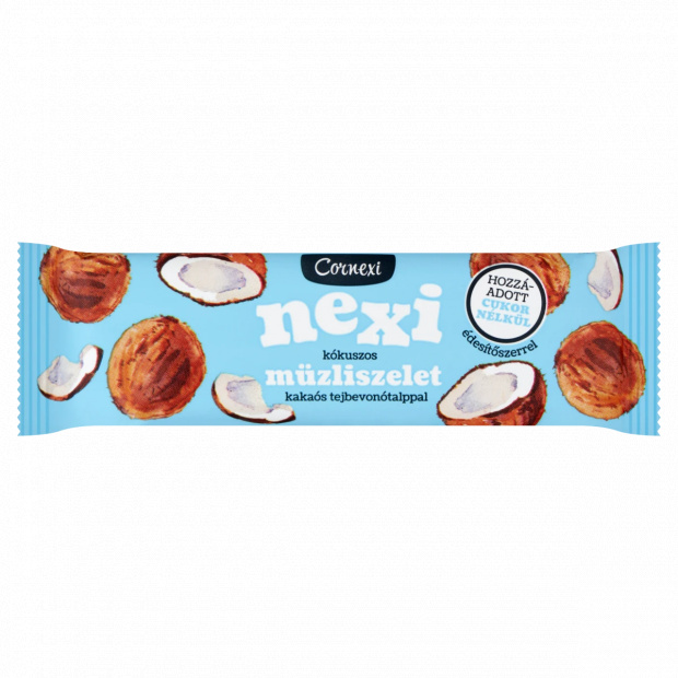 Cornexi nexi kókuszos müzliszelet kakaós tejbevonótalppal édesítőszerrel 25 g