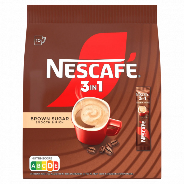 Nescafé 3in1 Brown Sugar azonnal oldódó kávéspecialitás barnacukorral 10 x 16,5 g (165 g) Nescafé 3in1 Brown Sugar azonnal oldódó kávéspecialitás barnacukorral 10 x 16,5 g (165 g)