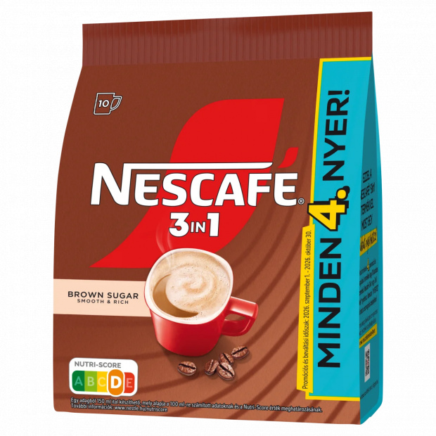 NESCAFÉ 3in1 Brown Sugar azonnal oldódó kávéspecialitás barna cukorral 10 x 16,5 g (165 g) 