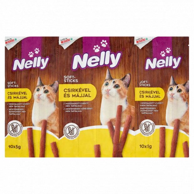 Nelly Soft-Sticks pálcika alakú jutalomfalat csirkével és májjal macskák számára 10 db 50 g