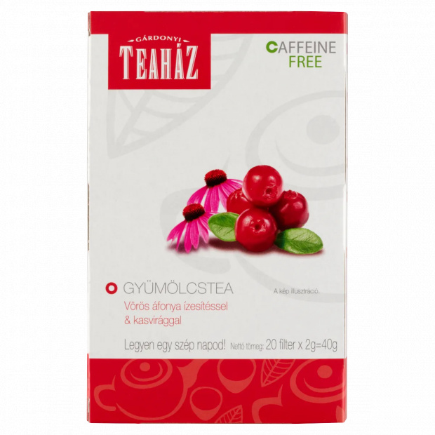 Gárdonyi Teaház gyümölcstea vörös áfonya ízesítéssel & kasvirággal 20 filter 40 g