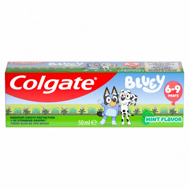 Colgate Kids Bluey menta ízű gyermek fogkrém 6-9 éves gyermekeknek 50 ml