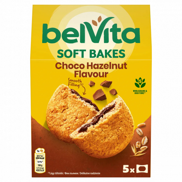 Belvita gabonás omlós keksz, mogyorós ízű kakaós töltelékkel 250 g