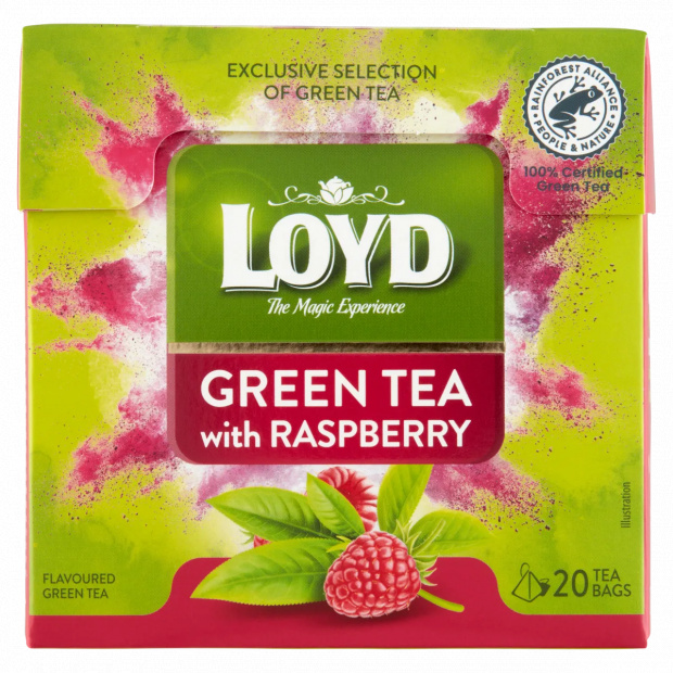 Loyd málnával ízesített filteres zöld tea 20 filter 30 g