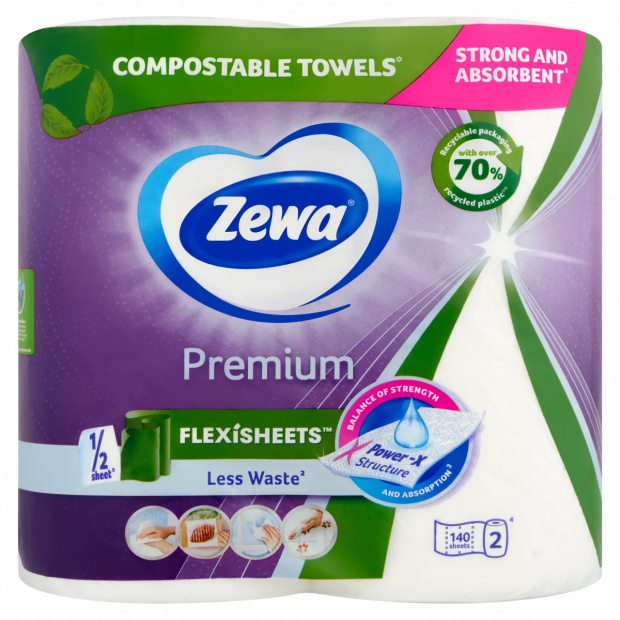 Zewa Premium Flexisheets háztartási papírtörlő 2 rétegű 2 tekercs