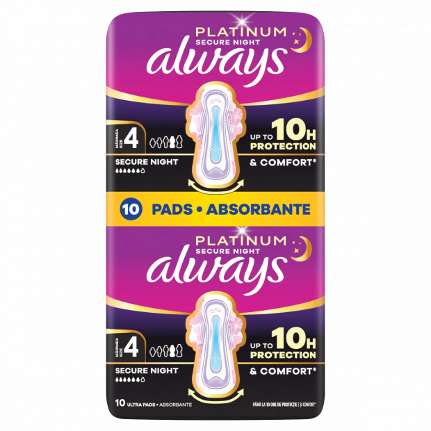 Always Platinum Egészségügyi Betét Secure Night (4-es méret), 10 db Betét