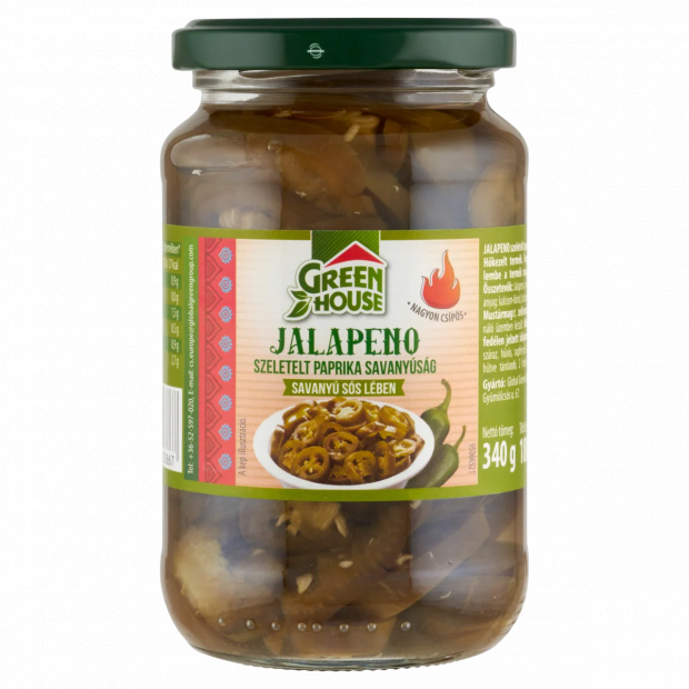Green House Jalapeno szeletelt paprika savanyúság, savanyú sós lében 340 g
