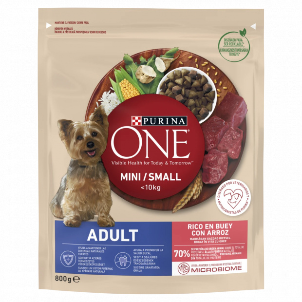 Purina One teljes értékű állateledel felnőtt kutyák számára marhában gazdag rizzsel 800 g