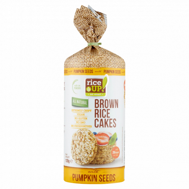 RiceUp! Eat Smart puffasztott teljes kiőrlésű barna rizs szelet tökmaggal 120 g