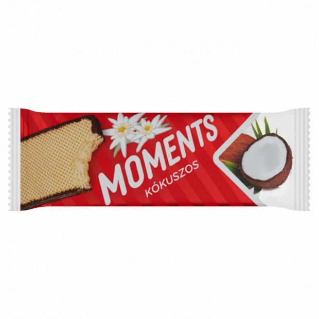 Moments kakaós bevonómasszába mártott, kókuszos krémmel töltött ostyaszelet 45 g