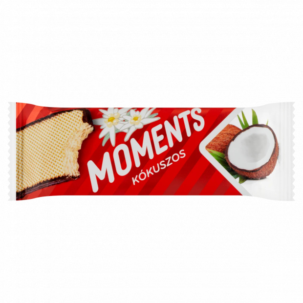 Moments kakaós bevonómasszába mártott, kókuszos krémmel töltött ostyaszelet 45 g Moments kakaós bevonómasszába mártott, kókuszos krémmel töltött ostyaszelet 45 g
