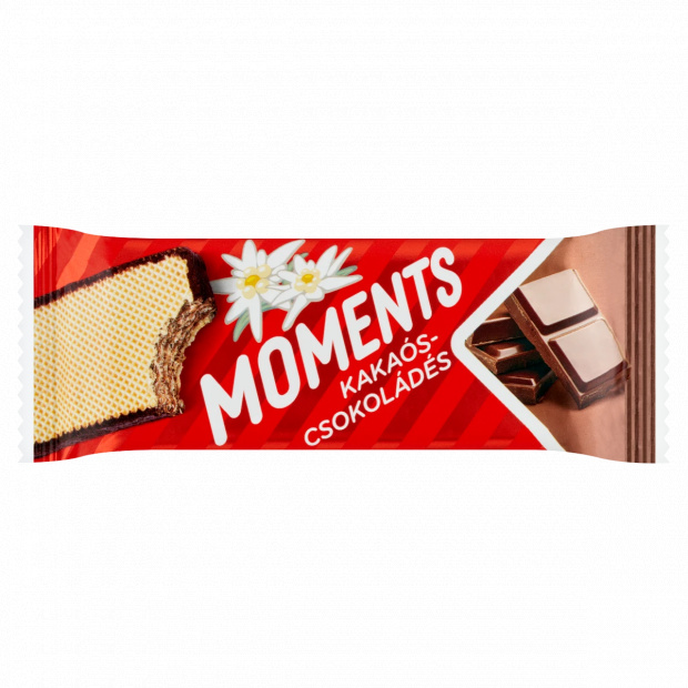 Moments kakaós bevonómasszába mártott, kakaós-csokoládés krémmel töltött ostyaszelet 45 g