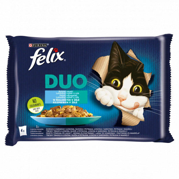Purina Felix Fantastic Duo halas válogatás aszpikban nedves macskaeledel 4 x 85 g (340 g)