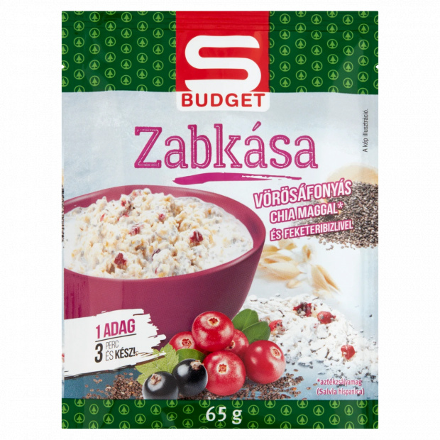 S-Budget vörösáfonyás zabkása chia maggal és feketeribizlivel 65 g