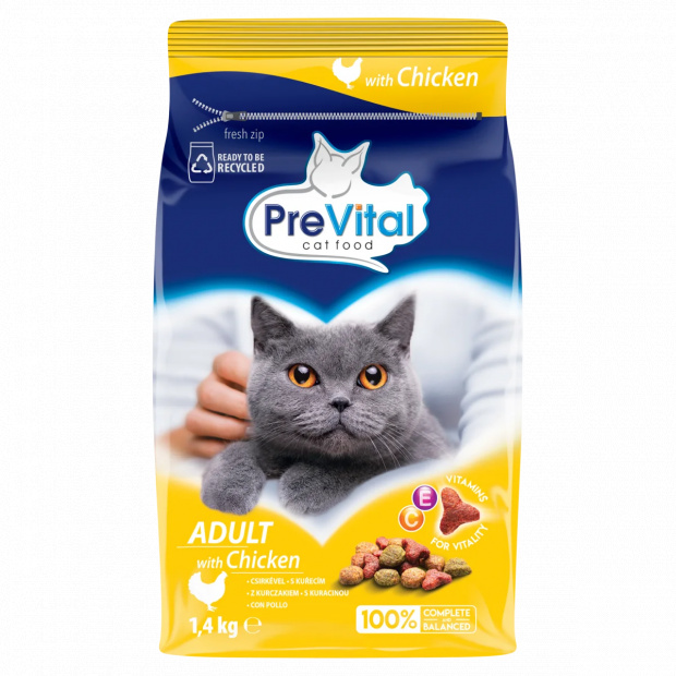 PreVital teljes értékű állateledel felnőtt macskák számára csirkével 1,4 kg
