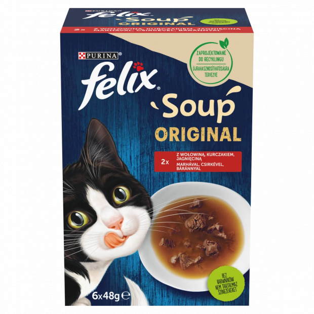 Purina Felix Soup Original házias válogatás szószban nedves macskaeledel 6 x 48 g Purina Felix Soup Original házias válogatás szószban nedves macskaeledel 6 x 48 g