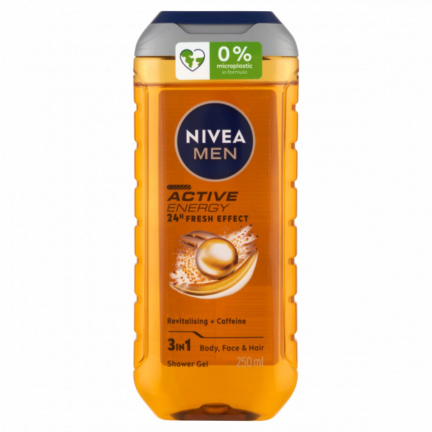 NIVEA MEN Active Energy 3 az 1-ben tusfürdő testre, arcra, hajra 250 ml