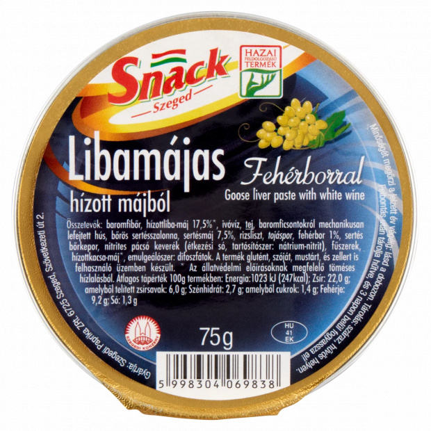 Snack Szeged libamájas hízott májból fehérborral 75 g