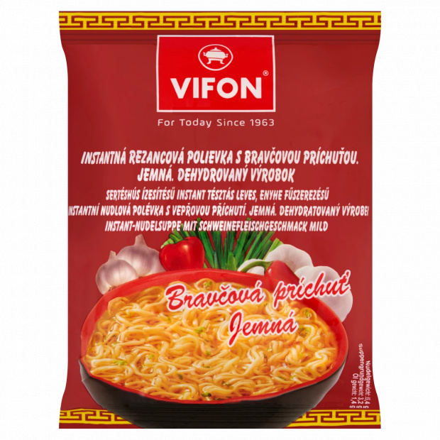 Vifon enyhe fűszerezésű sertéshús ízesítésű instant tésztás leves 60 g