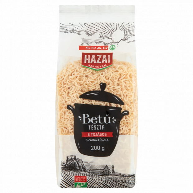 SPAR Hazai Szeretem betűtészta 8 tojásos száraztészta 200 g SPAR Hazai Szeretem betűtészta 8 tojásos száraztészta 200 g