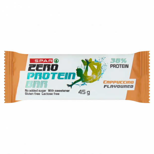 SPAR Zero Protein Bar cappuccino ízű fehérjeszelet édesítőszerrel 45 g
