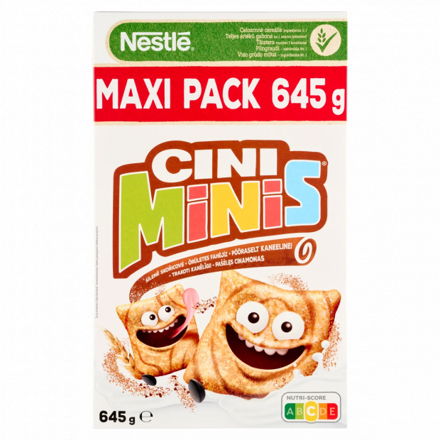 Cini Minis Maxi Pack ropogós fahéjas gabonapehely teljes kiőrlésű búzával, vitaminokkal 645 g Cini Minis Maxi Pack ropogós fahéjas gabonapehely teljes kiőrlésű búzával, vitaminokkal 645 g
