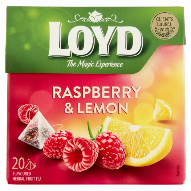 Loyd málna és citrom ízű filteres gyümölcstea 20 filter 40 g