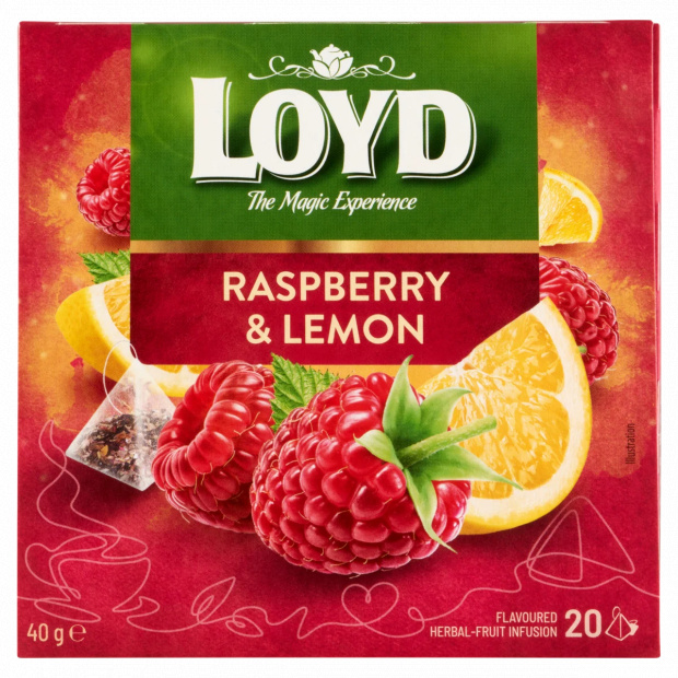 Loyd málna és citrom ízű filteres gyümölcstea 20 filter 40 g