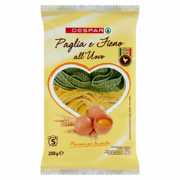 DESPAR 6 tojásos durum száraztészta és 6 tojásos durum száraztészta spenóttal 250 g