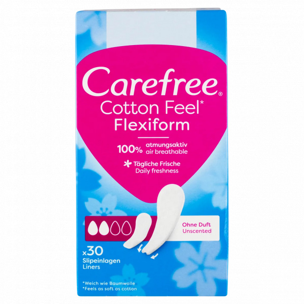 Carefree Cotton Feel Flexiform tisztasági betét illatanyagmentes 30 db