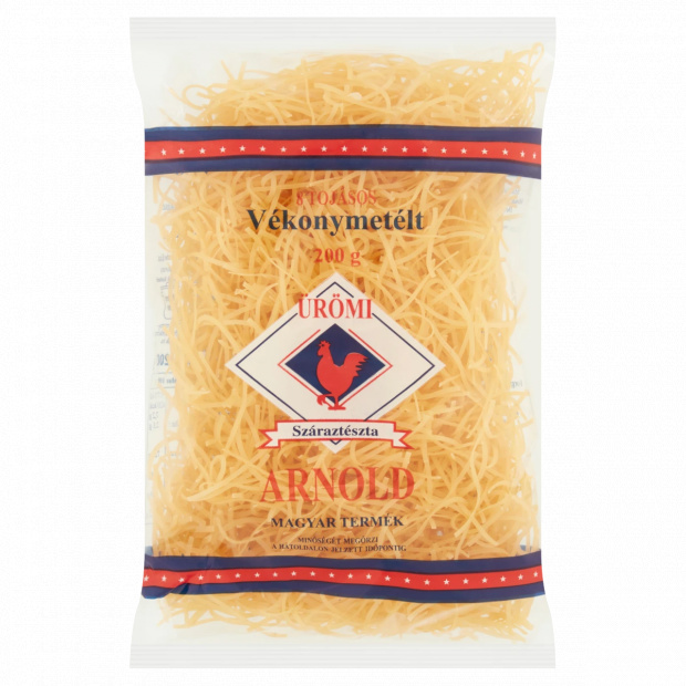 Ürömi Arnold vékonymetélt 8 tojásos száraztészta 200 g Ürömi Arnold vékonymetélt 8 tojásos száraztészta 200 g