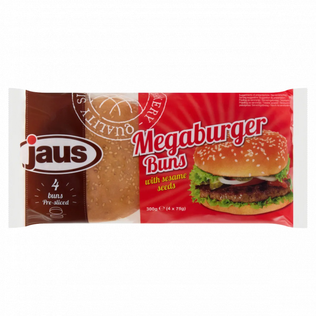 Jaus szezámmagos hamburger zsemle 4 x 75 g (300 g)