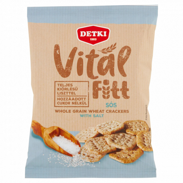 Detki Vital Fitt sós teljes kiőrlésű kréker, cukor hozzáadása nélkül 100 g Detki Vital Fitt sós teljes kiőrlésű kréker, cukor hozzáadása nélkül 100 g