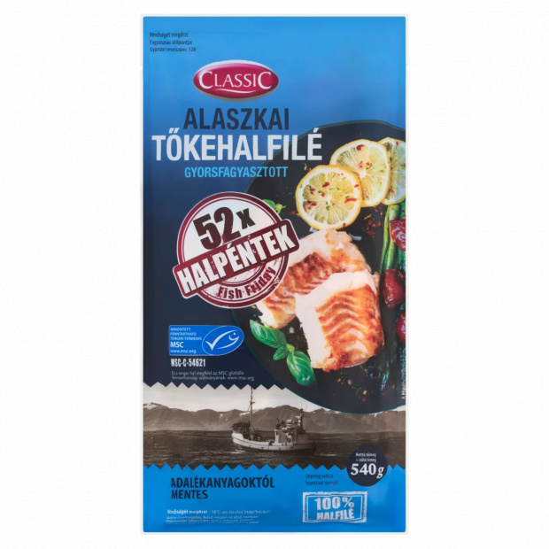 Classic gyorsfagyasztott alaszkai tőkehalfilé 540 g