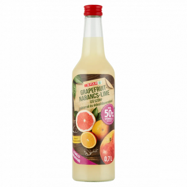 SPAR grapefruit-narancs-lime ízű szörp cukorral és édesítőszerekkel 0,7 l