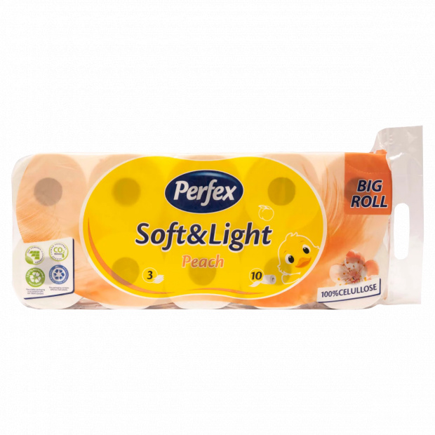 Perfex Soft & Light Peach toalett papír 3 rétegű 10 tekercs Perfex Soft & Light Peach toalett papír 3 rétegű 10 tekercs