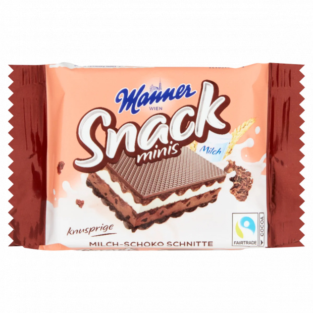 Manner Snack Minis ropogós kakaós ostyaszelet tejes és kakaós krémmel töltve 25 g