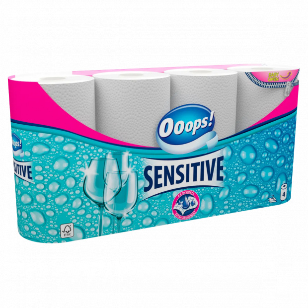 Ooops! Sensitive konyhai papírtörlő 2 rétegű 4 tekercs