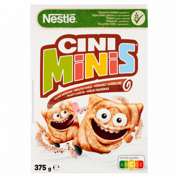 Nestlé Cini Minis ropogós fahéjas gabonapehely teljes kiőrlésű búzával, vitaminokkal és vassal 375 g Nestlé Cini Minis ropogós fahéjas gabonapehely teljes kiőrlésű búzával, vitaminokkal és vassal 375 g