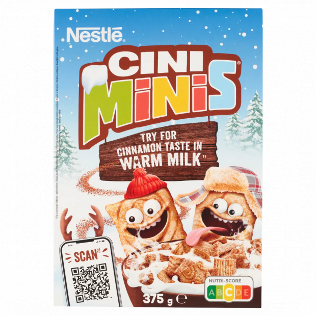 Nestlé Cini Minis ropogós fahéjas gabonapehely teljes kiőrlésű búzával, vitaminokkal és vassal 375 g