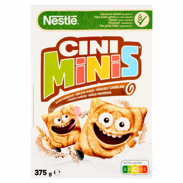 Cini Minis ropogós fahéjas gabonapehely teljes kiőrlésű búzával, vitaminokkal és vassal 375 g